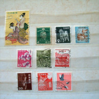 Japan 1937 - 1962 Women Dog Ducks Flowers Houses Buddha Ship Cranes - Used Stamps