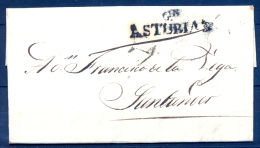 1830 , PREFILATELIA , CARTA CIRCULADA ENTRE GIJÓN Y SANTANDER , MARCA PREFILATÉLICA " Gn. ASTURIAS " - ...-1850 Prefilatelia