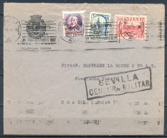 1936 , GUERRA CIVIL , SEVILLA , INTERESANTE SOBRE CIRCULADO A BASILEA , VIA LISBOA , RODILLO PORTUGUÉS EN TRÁNSITO - Storia Postale