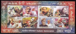 India MNH 2014, Musicians Miniature, Music Instrument, Classical, Flute, Veena, Guitar, Peacock Symbol, Mike, - Neufs