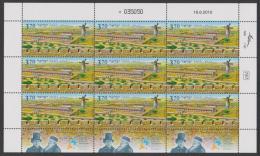 ISRAEL - 2010   Settlement Sheetlet Of Nine. Scott 1827. MNH ** - Ongebruikt (met Tabs)