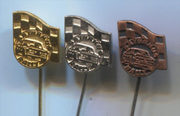 SATURNUS RALLY - Car Auto, Automobile, Vintage Pin Badge, 3 Pieces - Rallye