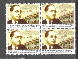 INDIA, 2015,  B R Ambedkar, Constitution Of India, Block Of 4, MNH, (**) - Neufs