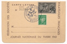 Carte-Lettre => Journée Nationale Du Timbre 1946 - BEZIERS - Dag Van De Postzegel