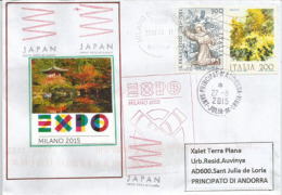 JAPON. EXPO MILAN 2015, Belle Lettre Postée Du Pavillon Japonais  Et Adressée En Andorre, Avec Tampon Officiel EXPO - 2015 – Milan (Italie)