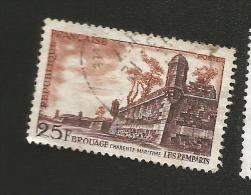 N° 1042 Brouage - Charente-Maritime - Les Remparts Variété Manque De Couleur Dans Le Lettrage France 1955  Oblitéré Rond - Used Stamps