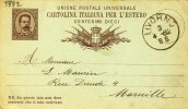 ENTIER POSTAL # UNION POSTALE UNIVERSALE # CARTOLINA ITALIANE PER L'ESTERO # CENTESIMI DIECI # 1882 # - Ganzsachen