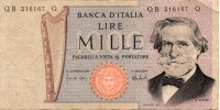 ITALIE LIRE 1000 G VERDI 1969 - Other & Unclassified