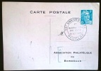 FRANCE ENTIER POSTAL Repiqué  Yvert 810 CP Congres National BORDEAUX 1951. 1er Transport Postal PAUILLAC(2 Scan) - Standard Postcards & Stamped On Demand (before 1995)