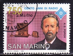 REPUBBLICA DI  SAN MARINO 1994 INVENZIONE RADIO INVENTION ALEKANDR STEPANOVICH POPOV LIRE 750 USATO USED OBLITERE' - Gebraucht