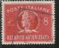 ITALIA REPUBBLICA ITALY REPUBLIC 1947 RECAPITO AUTORIZZATO TURRITA LIRE 8 USATO USED OBLITERE´ - Fiscaux