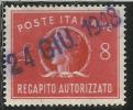 ITALIA REPUBBLICA ITALY REPUBLIC 1947 RECAPITO AUTORIZZATO TURRITA LIRE 8 USATO USED OBLITERE´ - Steuermarken