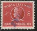 ITALIA REPUBBLICA ITALY REPUBLIC 1947 RECAPITO AUTORIZZATO TURRITA LIRE 8 USATO USED OBLITERE´ - Fiscali