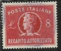 ITALIA REPUBBLICA ITALY REPUBLIC 1947 RECAPITO AUTORIZZATO TURRITA LIRE 8 USATO USED OBLITERE´ - Fiscali