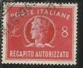 ITALIA REPUBBLICA ITALY REPUBLIC 1947 RECAPITO AUTORIZZATO TURRITA LIRE 8 USATO USED OBLITERE´ - Fiscali