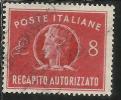 ITALIA REPUBBLICA ITALY REPUBLIC 1947 RECAPITO AUTORIZZATO TURRITA LIRE 8 USATO USED OBLITERE´ - Fiscali