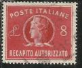 ITALIA REPUBBLICA ITALY REPUBLIC 1947 RECAPITO AUTORIZZATO TURRITA LIRE 8 USATO USED OBLITERE´ - Revenue Stamps