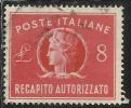 ITALIA REPUBBLICA ITALY REPUBLIC 1947 RECAPITO AUTORIZZATO TURRITA LIRE 8 USATO USED OBLITERE´ - Revenue Stamps