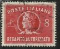 ITALIA REPUBBLICA ITALY REPUBLIC 1947 RECAPITO AUTORIZZATO TURRITA LIRE 8 USATO USED OBLITERE´ - Revenue Stamps
