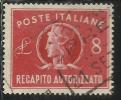 ITALIA REPUBBLICA ITALY REPUBLIC 1947 RECAPITO AUTORIZZATO TURRITA LIRE 8 USATO USED OBLITERE´ - Revenue Stamps