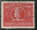 ITALIA REPUBBLICA ITALY REPUBLIC 1947 RECAPITO AUTORIZZATO TURRITA LIRE 8 USATO USED OBLITERE' - Revenue Stamps