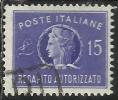 ITALIA REPUBBLICA ITALY REPUBLIC 1949 1952 RECAPITO AUTORIZZATO TURRITA LIRE 15 RUOTA WHEEL USATO USED OBLITERE´ - Revenue Stamps