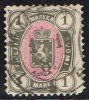 1889. Coat Of Arms. "Three-numbered". Perf. 12½. 1 Mk. Browngrey/aniline-rose. (Michel: 32Aa) - JF157286 - Neufs