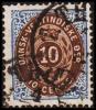 1876-1879. Bi-coloured. 10 C. Dark Ultramarine/dark Brown. 3rd Print. Normal Frame. Per... (Michel: 11 Ia) - JF180579 - Dänisch-Westindien