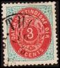 1873-1874. Bi-coloured. 3 C. Blue/red. Normal Frame. Perf. 14x13½. 5th Print. (Michel: 6 Ib) - JF180489 - Deens West-Indië