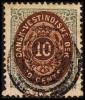 1876-1879. Bi-coloured. 10 C. Dark Ultramarine/dark Brown. 3rd Print. Normal Frame. Per... (Michel: 11 Ia) - JF180580 - Danish West Indies