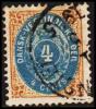 1896-1906. Bi-coloured. 4 C. Blue/brown. Normal Frame. Perf. 12 3/4. 3. Print. (Michel: 18 I) - JF180559 - Danish West Indies