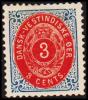 1896-1906. Bi-coloured. 3 C. Blue/red. Inverted Frame. Perf. 12 3/4. (Michel: 17 II) - JF180518 - Dänisch-Westindien