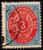 1873-1874. Bi-coloured. 3 C. Blue/red. Inverted Frame. Perf. 14x13½. (Michel: 6 IIb) - JF180499 - Deens West-Indië