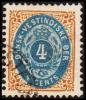 1896-1906. Bi-coloured. 4 C. Blue/brown. Normal Frame. Perf. 12 3/4. Pos 23 Or 75. (Michel: 18 I) - JF180568 - Dänisch-Westindien