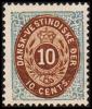 1876-1879. Bi-coloured. 10 C. Dark Ultramarine/dark Brown. 3rd Print. Normal Frame. Per... (Michel: 11 Ia) - JF180582 - Dänisch-Westindien