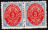 1896-1906. Bi-coloured. 3 C. Blue/red. Inverted Frame. Perf. 12 3/4. Variety. Pair. (Michel: 17 II (AFA 6Byx)) - JF18050 - Dänisch-Westindien