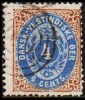 1873-1874. Bi-coloured. 4 C. Brown/ultramarine. First Print. Normal Frame. Perf. 14x13½... (Michel: 7 Ia) - JF180546 - Deens West-Indië