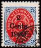 1902. Surcharge. Copenhagen Surcharge. 2 Cents 1902 On 3 C. Blue/red. Inverted Frame. (Michel: 25 II) - JF180534 - Danish West Indies