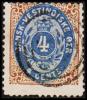 1873-1874. Bi-coloured. 4 C. Brown/ultramarine. First Print. Normal Frame. Perf. 14x13½... (Michel: 7 Ia) - JF180542 - Danish West Indies