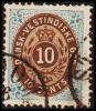 1876-1879. Bi-coloured. 10 C. Dark Ultramarine/dark Brown. 3rd Print. Normal Frame. Per... (Michel: 11 Ia) - JF180578 - Deens West-Indië