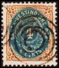 1896-1906. Bi-coloured. 4 C. Blue/brown. Normal Frame. Perf. 12 3/4. Variety. (Michel: 18 I) - JF180572 - Dänisch-Westindien