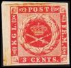 1866. 3 C. Carmine-rose, Burlage C Or D. Pl. 2 Pos. 31. (Michel: 2) - JF180409 - Danish West Indies