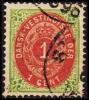 1873-1874. Bi-coloured. 1 C. Green/red. Inverted Frame. Perf. 14x13½. Pos. 26. (Michel: 5 IIb) - JF180458 - Dänisch-Westindien