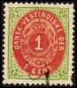 1873-1874. Bi-coloured. 1 C. Green/red. Inverted Frame. Perf. 14x13½. Pos. 25. (Michel: 5 IIb) - JF180456 - Deens West-Indië