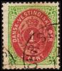 1873-1874. Bi-coloured. 1 C. Green/red. Normal Frame. Perf. 14x13½. 6th Print. (Michel: 5 Ib) - JF180443 - Danish West Indies