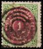 1873-1874. Bi-coloured. 1 C. Emerald Green/dull-purple-violet. First Print. Normal Fram... (Michel: 5 Ia) - JF180427 - Danish West Indies