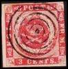 1866. 3 C. Carmine-rose, Burlage C Or D. Pl. 1 Pos 68. (Michel: 2) - JF180412 - Danish West Indies