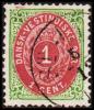 1873-1874. Bi-coloured. 1 C. Green/red. Inverted Frame. Perf. 14x13½. ST JAN. (Michel: 5 IIb) - JF180455 - Deens West-Indië