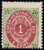 1873-1874. Bi-coloured. 1 C. Emerald Green/dull-purple-violet. First Print. Normal Fram... (Michel: 5 Ia) - JF180428 - Deens West-Indië