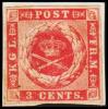 1866. 3 C. Carmine-rose, Burlage C Or D. Pl. 1 Pos. 80. (Michel: 2) - JF180401 - Danish West Indies